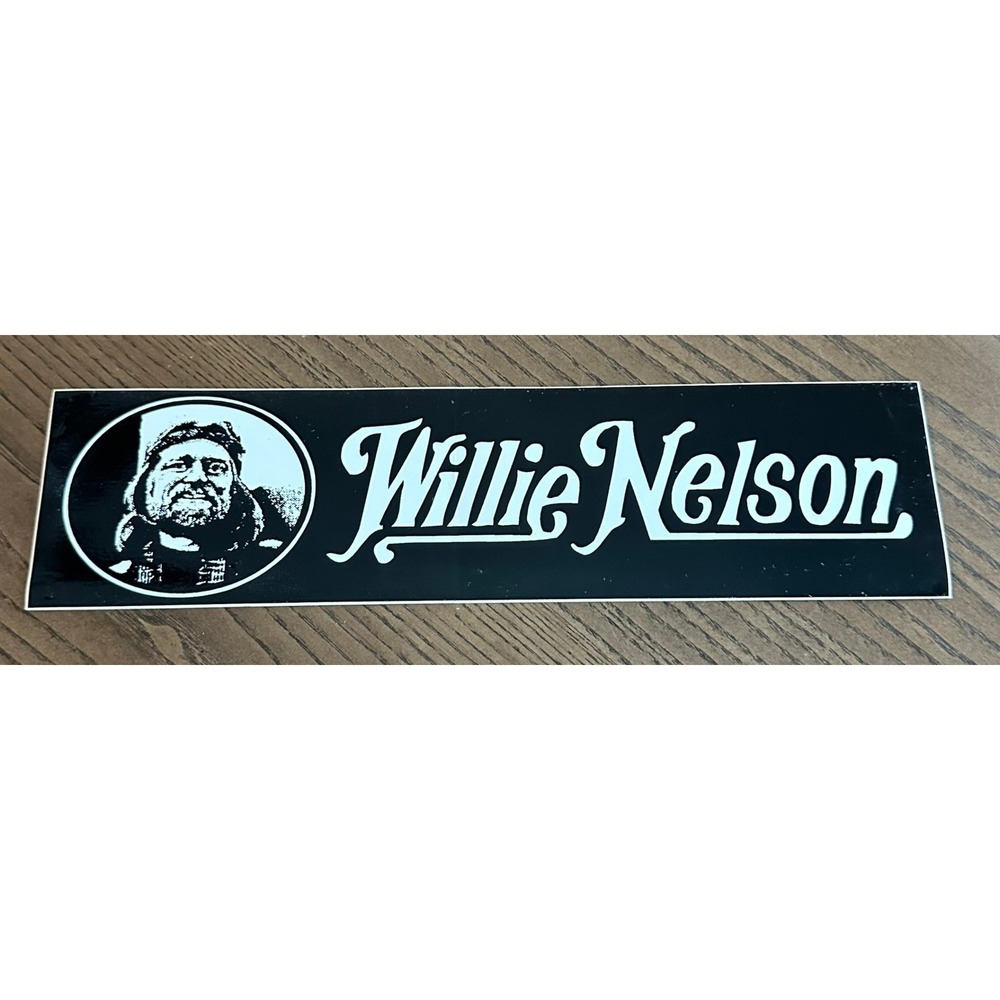 Vintage Willie Nelson Bumper Sticker Black White Portrait Country Music Outlaw